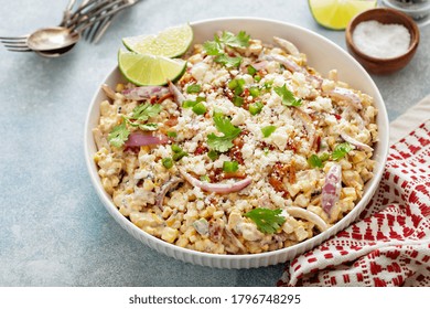 Grilled Corn And Jalapeno Salad With Red Onion, Cheddar Cheese And Bacon, Summer Potluck Recipe