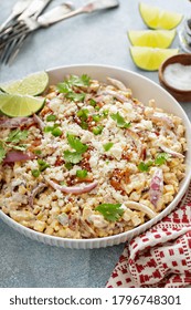 Grilled Corn And Jalapeno Salad With Red Onion, Cheddar Cheese And Bacon, Summer Potluck Recipe