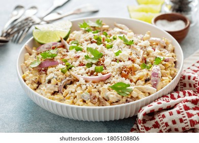 Grilled Corn And Jalapeno Salad With Red Onion, Cheddar Cheese And Bacon, Summer Potluck Recipe