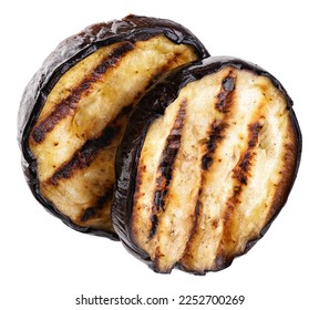 Grilled eggplants aubergine slices isolated on white background. With clipping path. - Powered by Shutterstock