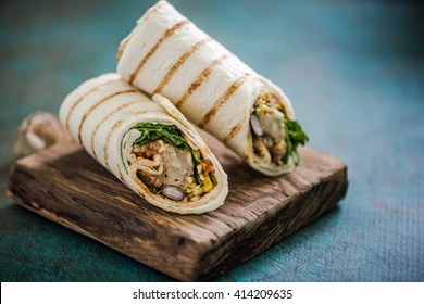 Grilled Fajita Wrap, From Above