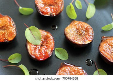 Grilled Figs With Pomegranate Molasses And Sorrel