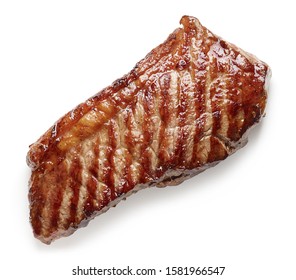 Grilled Fresh Beef Steak Isolated On White Background Top View