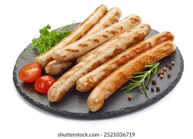 Grilled German Pork Sausages, munich sausage, isolated on white background. - Powered by Shutterstock