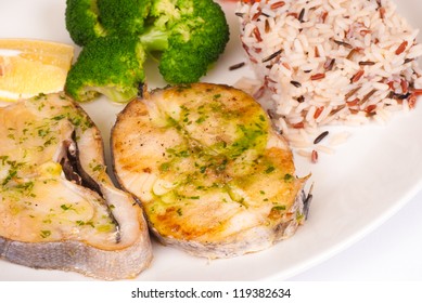 Grilled Hake Slices Rice Broccoli Stock Photo 119382634 | Shutterstock