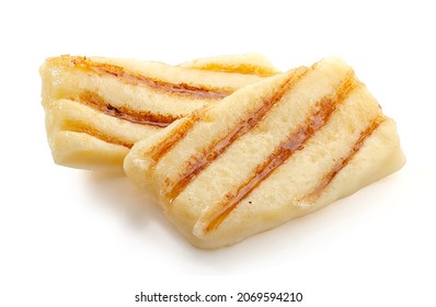 Grilled Hallumi Cheese On The White Background