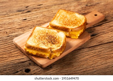 Grilled Ham And Cheese. Sandwich With Cheese And Ham On Grill.