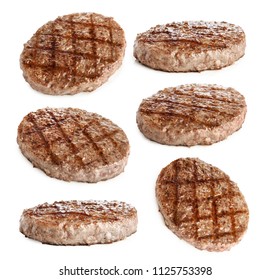  Grilled Hamburger Patty Isolated On White