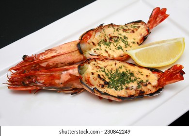 Grilled King Tiger Prawn With Pollock Roe 