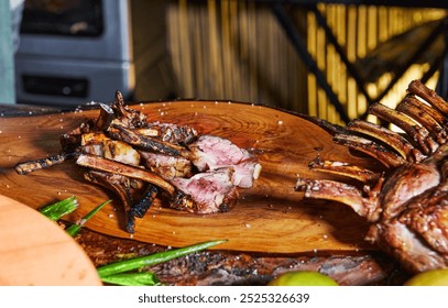 Grilled Lamb Rack with Mushroom Garnish - Powered by Shutterstock