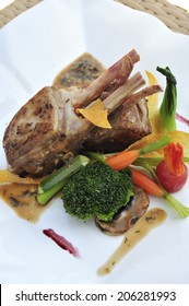 grilled lamb with vegetable,  