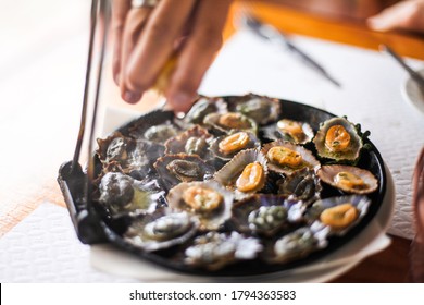 Grilled Limpets On A Pan - Traditional Food From Madeira - 