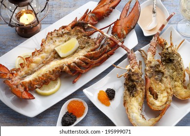 Grilled Lobster With Seafood Sauce And Caviar