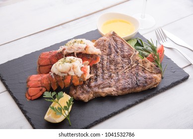 Grilled Lobster Tail And T Bone Steak