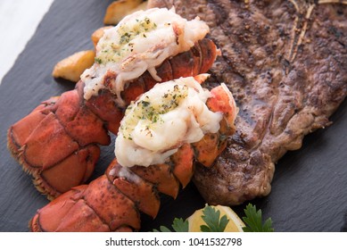 Grilled Lobster Tail And T Bone Steak