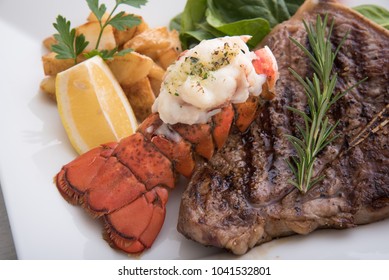 Grilled Lobster Tail And T Bone Steak