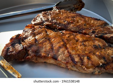 Grilled, Marinated NY Strip Steak, Fresh Off The Grill.