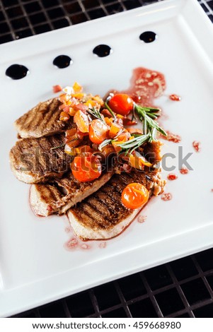 grilled meat with vegetables