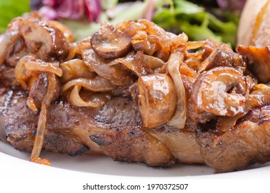 Grilled New York Strip Steak With Salad And Baked Potato