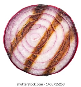 Grilled Onion Slice Or Ring, Top View, Isolated