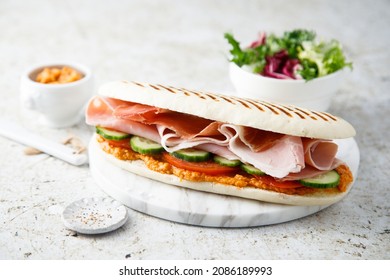 Grilled Panini Sandwich With Ham