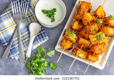 Grilled Pineapple Garnished With Fresh Cilantro Top Down Photo