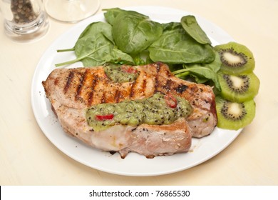 Grilled Pork Chop With Kiwifruit Sauce