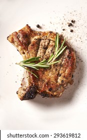 grilled pork chop. top view