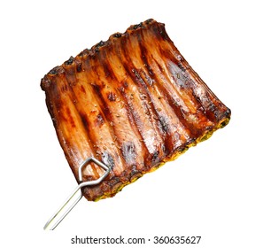 Grilled Pork Ribs Isolated On White Background