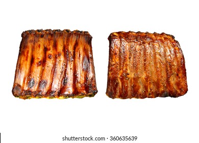 Grilled Pork Ribs Isolated On White Background
