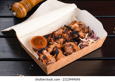 Grilled Pork Shish Kebab in Box Ready For Delivery