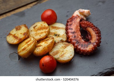 Grilled Potato With Sea Food Octopus