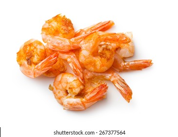 Grilled Prawns On White Background