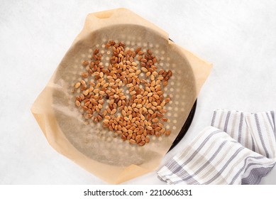 Grilled Pumpkin Seeds. Preparation Recipe, Step By Step. Homemade, Cooking. Seasoning. Pepper, Salt, Oil. Healthy Nutrition. Organic. Zero Waste. Family Cooking. Environmentally Friendly Food.