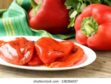 Grilled Red Bell Pepper On A Plate