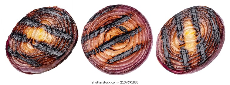 Grilled Red Onion Isolated On White Background