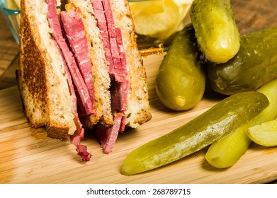Grilled Reuben Sandwich With Dill Pickle Spears