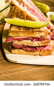 Grilled Reuben Sandwich With Dill Pickle Spears