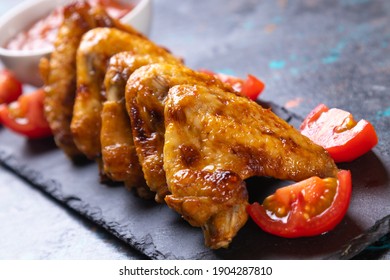 Grilled Or Roasted Spicy Chicken Wings With Bbq Sauce