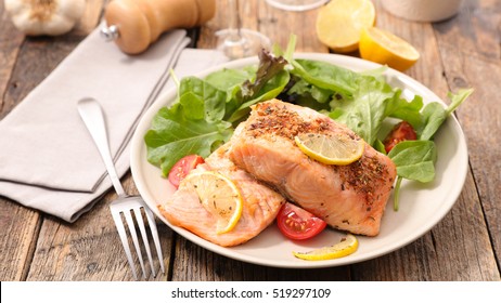 Grilled Salmon Fish With Salad