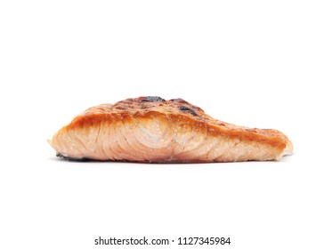 Grilled Salmon isolated on white background.
