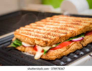 Grilled Sandwich / Panini On Grill, Selective Focus