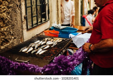 Grilled Sardines During The Saint Anthony Feast In Lisbon