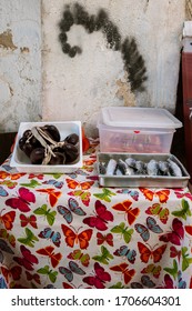 Grilled Sardines At Feast Of St Anthony In Alfama Neighborhood In Lisbon, Portugal