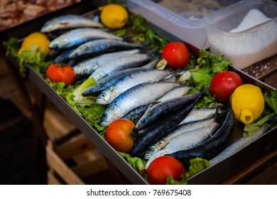 Grilled Sardines At Feast Of St Anthony In Lisbon, Portugal