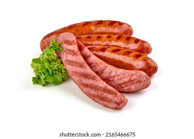 Grilled Sausages Bbq, Isolated On White Background