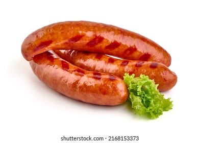 Grilled Sausages Bbq, Isolated On White Background