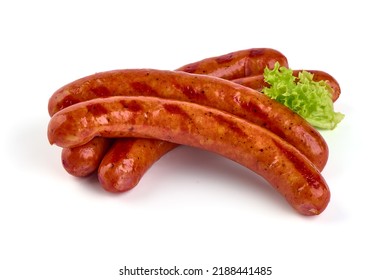 Grilled Sausages Bbq, Isolated On White Background