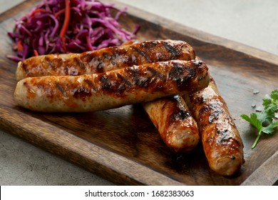 Grilled Sausages With Cole Slaw Salad