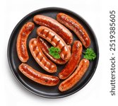 Grilled sausages isolated on white